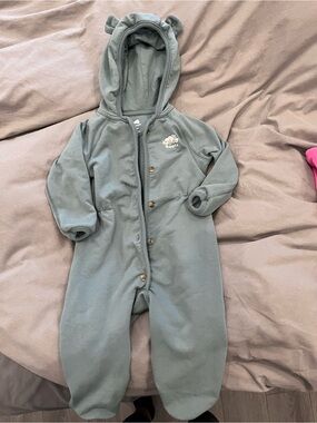 Roots Sage Green Hooded Baby One-Piece Footie